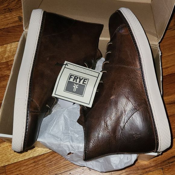 NWT Authentic Rare FRYE Men's Gates High Top Lace Up Leather Sneakers